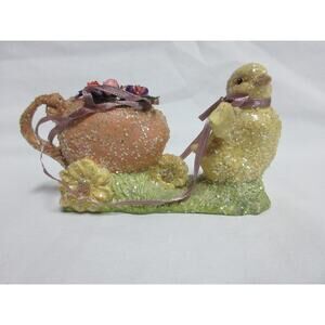 VTG 2000 Katherine's Collection Chick Pulling Cart Easter Spring Sugar Glazed